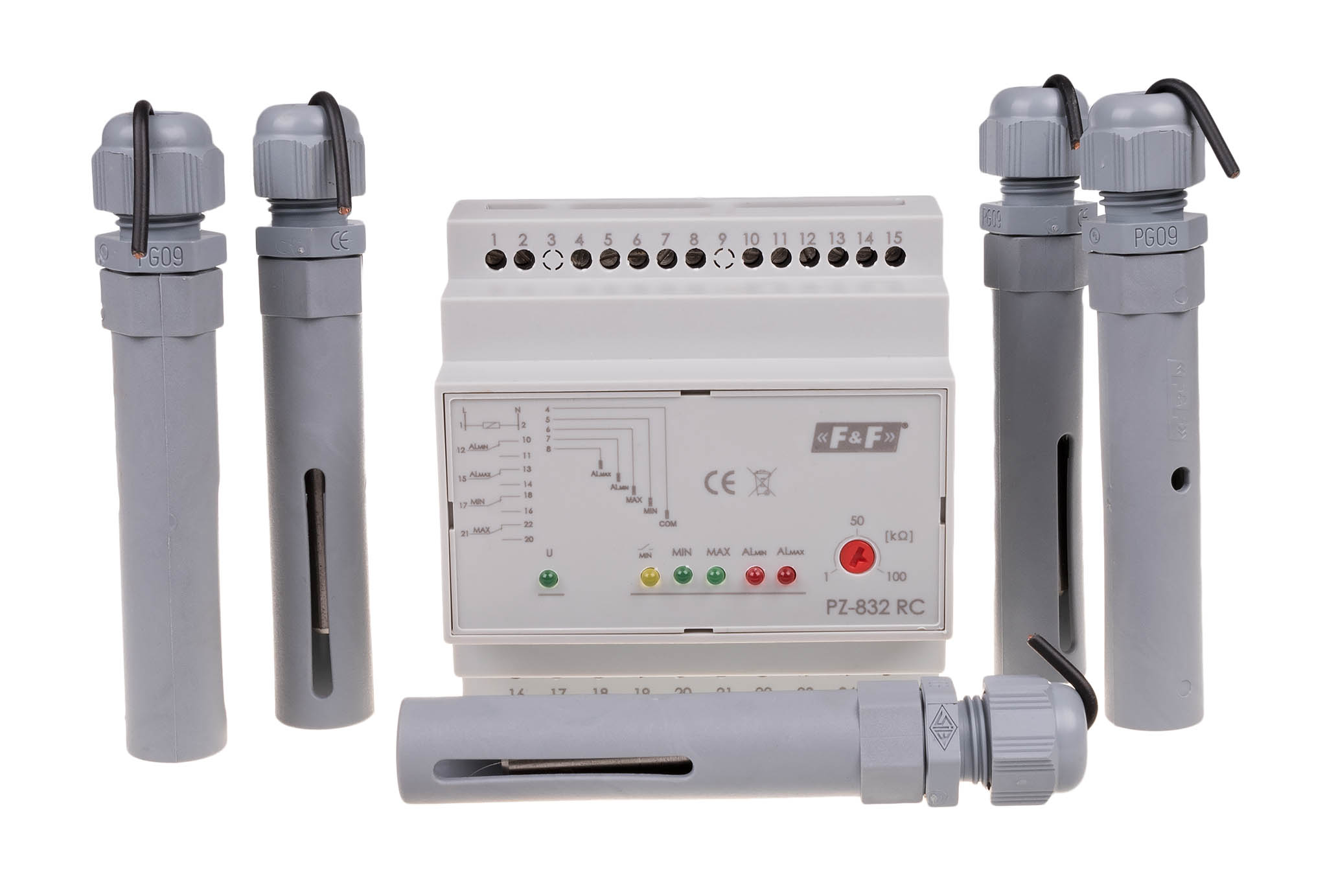 Produkt: PZ-832 RC PRZEKAŹNIK ZALANIA 2-STANOWY 2X 16A 4P 5M 230V AC SONDA